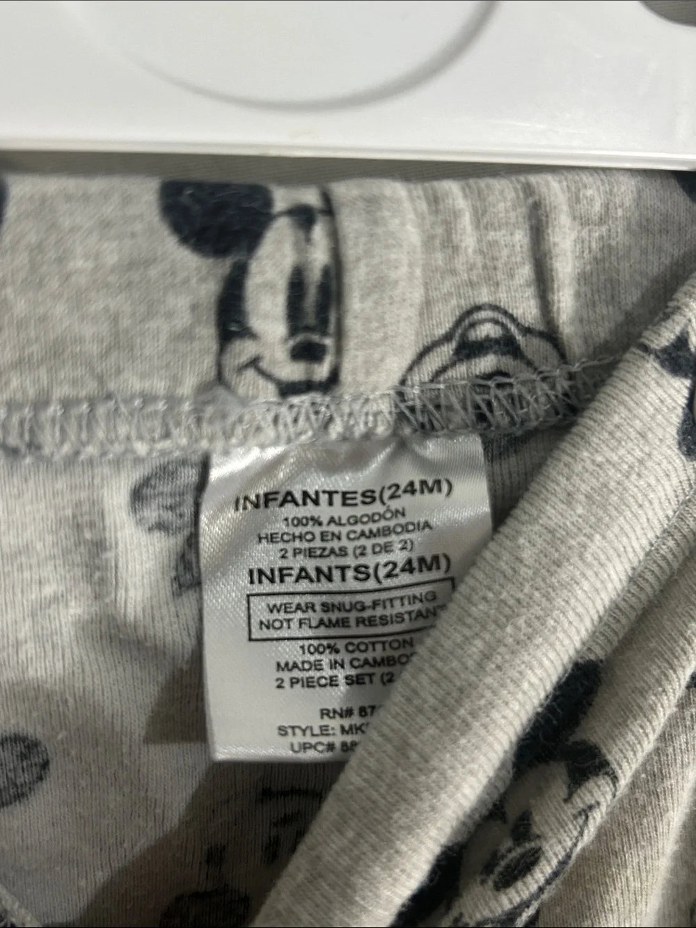 Disney Grey Mickey Mouse Print Pajama Bottoms 24 MO